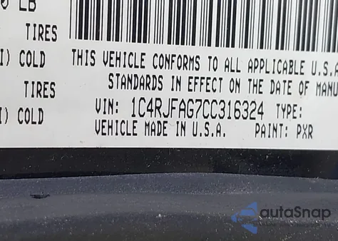 2012 Jeep Grand Cherokee Laredo из США, поврежденный, VIN 1C4RJFAG7CC316324